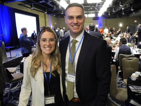 Attorney Blair Ector shared his experiences of physical and mental trauma at the benefit breakfast.  He was attending with his wife Maryann.