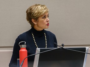 Mayor Jyoti Gondek was photographed during a council meeting at the Council Chamber in Calgary City Hall on Tuesday, November 15, 2022.