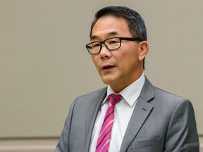 Councillor Sean Chu was photographed during a council meeting at the Council Chamber in Calgary City Hall on Tuesday, November 15, 2022.