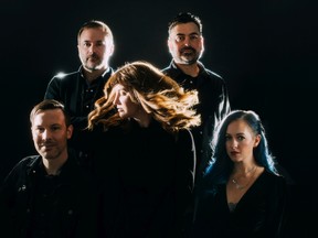 Self-Cut Bangs. From back left, Shawn Petsche, back right: Joel Nye, front right: Nicola Cavanagh, centre: Cayley O'Neill, bottom left: Dillon Whitfield. Photo by Heather Saitz.