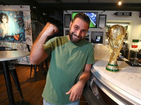 Domenic Spadafora, owner/operator of SS106 Aperitivo Bar on Edmonton Trail in northeast Calgary, poses on Tuesday, November 1, 2022. The popular spot is readying for a crowd during the upcoming World Cup which takes place in Qatar.