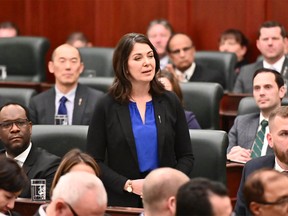 Danielle Smith, Premier of Alberta, as the fourth session of the 30th legislature opened on November 29, 2022.