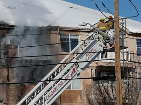 FILE PHOTO: Firefighters responded to a two-alarm fire on Bannister Road in southeast Calgary on Thursday, Nov. 10, 2022.
