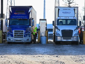 FILE PHOTO: Drivers fill up their trucks at the Roadking Truck Stop in Calgary on Monday, November 14, 2022.