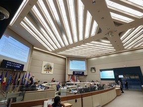 Calgary city councilors were photographed in council chambers as city council began budget debates on Monday, November 21, 2022.