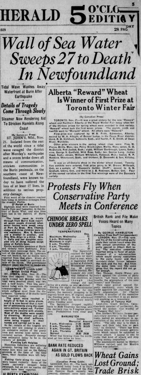Calgary Herald; Nov. 21, 1929.