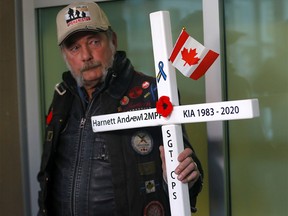 Veteran and friend of Calgary police officer Sgt.  Andrew Harnett Allan Hunter at the Calgary Courts in Calgary on Thursday, November 10, 2022.