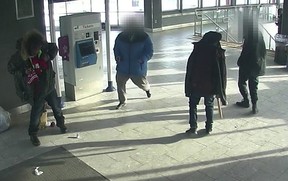 Suspects at a brawl in the Marlborough CTrain station on Nov. 17, 2022.