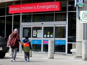 The emergency entrance to the Stollery Children's Hospital in Edmonton.