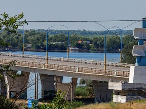 File photo: Antonivsky (Antonovsky) bridge closed to civilians after allegedly shots fired during the Ukrainian-Russian conflict in the Russian-controlled city of Kherson, Ukraine, July 27, 2022 is shown in a general view.