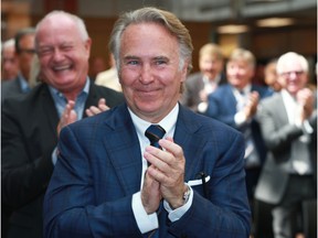 Ronald P. Mathison celebrates during an announcement at the University of Calgary on June 15, 2018, for his $20-million gift to help fund a second building for the Haskayne School of Business. Mathison Hall will open on Monday, Nov. 7, 2022.