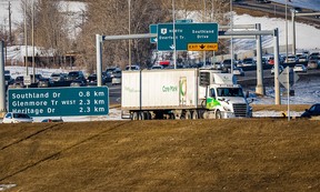 A view of Deerfoot Trail from the southeast neighborhood of Diamond Cove Friday.