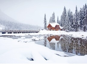 The entrance to Emerald Lake Lodge, which has an idyllic setting on Emerald Lake. Photo, Andrew Penner