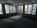 The inside of an empty office tower in Calgary, slated to be transformed into affordable housing.
