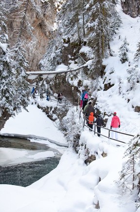 The spectacular Johnston Canyon Trail in winter.photo, Andrew Penner