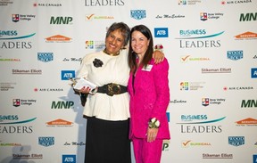 Audrey Mascarenhas (left) and Maureen Henderson, vice-president, Community Experience at the University of Calgary Properties Group. Courtesy, Rebecca Hardcastle Photography