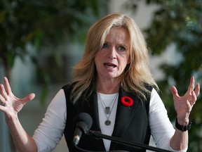 Alberta NDP Leader Rachel Notley demanded urgent action from the Alberta UCP government on Tuesday, Nov. 1, 2022, in Edmonton to keep family doctors from leaving Alberta.