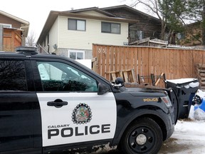 Calgary police investigate a suspicious death in the 100 block of Bermuda Dr. N.W. in Calgary on Saturday, November 5, 2022.