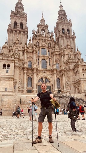 Former Theater Calgary artistic director Dennis Garnhum at the Cathedral of Santiago de Compostela, the final destination for those on the pilgrimage.