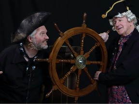 Janos Zeller as Long John Silver and David Young as Squire Trelawney in Morpheus Theatre's Treasure Island.