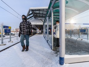 The shelter doors at the Chinook CTrain station have been removed by Calgary Transit.