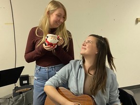Lunchbox Theatre’s Home for the Holidays was written by Cayley Wreggitt, left, and Alixandra Cowman.