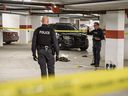 Calgary police officers are investigating the scene of an officer-involved shooting Thursday in a parkade on Varsity Estates Circle NW.