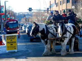 Wagon rides from Horse Drawn Rides for All Occasions on Kensington Road N.W., 
December 3, 2022.