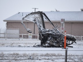 Pictured is the aftermath of a fatal collision involving more than a dozen vehicles on QEII near Crossfield, seen on Wednesday, December 28, 2022.