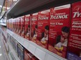 Children's Tylenol sits on a shelf at a pharmacy on November 9, 2022 in Ottawa.