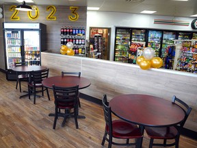 The dining area of the 7-Eleven at 3455 Douglasdale Blvd. SE seats 12. Dean Pilling/Postmedia