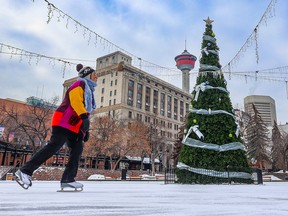 It was a chilly afternoon, but a few skaters were out enjoying Olympic Plaza over lunch on Monday.