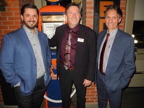 From left: Rozsa Foundation's Simon Mallett; Heritage Park President and CEO Lindsey Galloway; and Paul Muir, executive director, Rosebud Theater and School of the Arts.