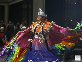 Miss Siksika, Antaya Cutter performs on Wednesday, December 21, 2022 during the seventh annual Longest Night of the Year Memorial at City Hall in Calgary.