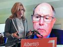 Alberta NDP Leader Rachel Notley (left) met virtually with economist David Dodge, former Governor of the Bank of Canada, on Wednesday, December 7, 2022 to warn of the ongoing damage to the Alberta economy by Alberta Premier Danielle Smith ,'s Sovereignty Act.