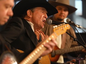 Ian Tyson performs at Studio Bell in Calgary after he and Sylvia Tyson were inducted into the Canadian Songwriters Hall of Fame on September 5, 2019.