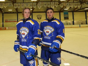 Danyil Denysenko and Mark Myronov, two 16-year-old boys who moved from Ukraine to Calgary because of the war with Russia, are now playing for the Royals in Calgary. Photo taken on Tuesday, December 13, 2022.