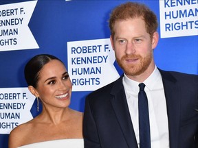 Prince Harry and Meghan Duchess of Sussex are seen at the Ripple Of Hope Gala in New York City, Dec. 6, 2022.
