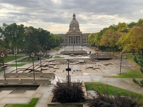 The exterior of the Alberta legislature.