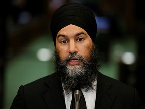 NDP Leader Jagmeet Singh speaks to media on Parliament Hill in Ottawa on Sept. 15.