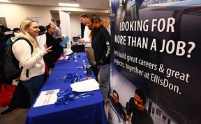 Hundreds of job seekers turned out at a job fair held at the Genesis Center in Calgary on November 19th.  Representatives from WestJet, EllisDon Construction, Amazon and the Calgary Police Service were looking for jobs.