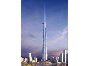 A handout photo released by Kingdom Holding Company on August 2, 2011 shows the model of the world's tallest tower being built in the Red Sea city of Jeddah. Prince Alwaleed bin Talal awarded Saudi Binladin Group a contract to build the world's tallest skyscraper, which would have reached a height of more than 1,000 meters (3,300 feet) and cost 4.6 billion riyals ($1.2 billion) would cost to build. AFP/Getty Images/Kingdom Holding Company.