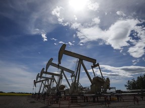 Pumpjacks draw oil out of the ground near Olds, Alta., July 16, 2020. A new report found that growth in corporate profits since the pandemic have been concentrated in a small number of sectors, sectors where consumer prices have also risen the fastest.