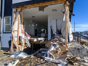 Pictured is the aftermath of a collision involving a truck driving into a house at the intersection of 76 Ave and 20a St. S.E. on Friday, January 6, 2023.