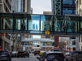 Downtown Calgary was lively and busy during the lunch hour on Tuesday, January 10, 2023.