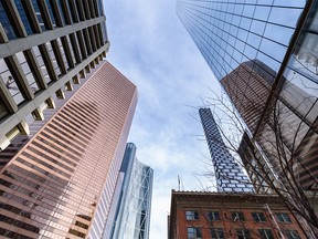 Pictured are office buildings in downtown Calgary on Tuesday, January 10, 2023.