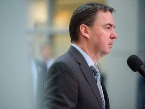 Health Minister Jason Copping speaks during a media event and discusses how the Alberta government is addressing rural physician shortages at the Foothills Medical Center in Calgary on Thursday, January 26, 2023.