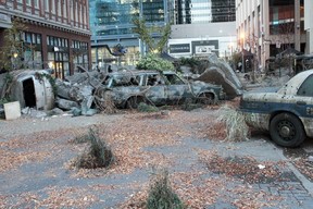 HBO’s The Last of Us during filming in downtown Calgary in October 2021.