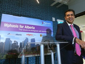 Nitin Rakesh, CEO and managing director of Mphasis, attends at a launch event in Calgary on Tuesday, June 7, 2022. The Bangalore, India-based company announced the opening of its Canadian delivery centre in Alberta. Mphasis is just one of many companies choosing to locate in Alberta.
