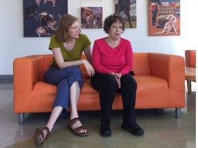 Karen Bailey, left, with Kim Kilpatrick. The womn teamed up to create a storytelling show called Raising Stanley/Life with Tulia which runs in Vertigo Studio Theatre.